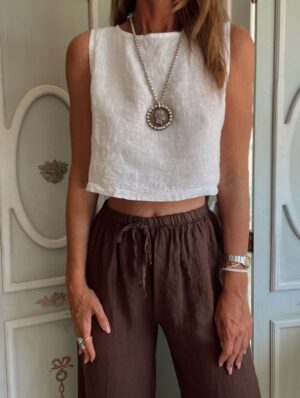 Pantalón lino Mykonos chocolate
