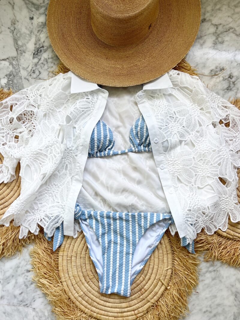 Bikini Monaco blanco celeste - Imagen 3