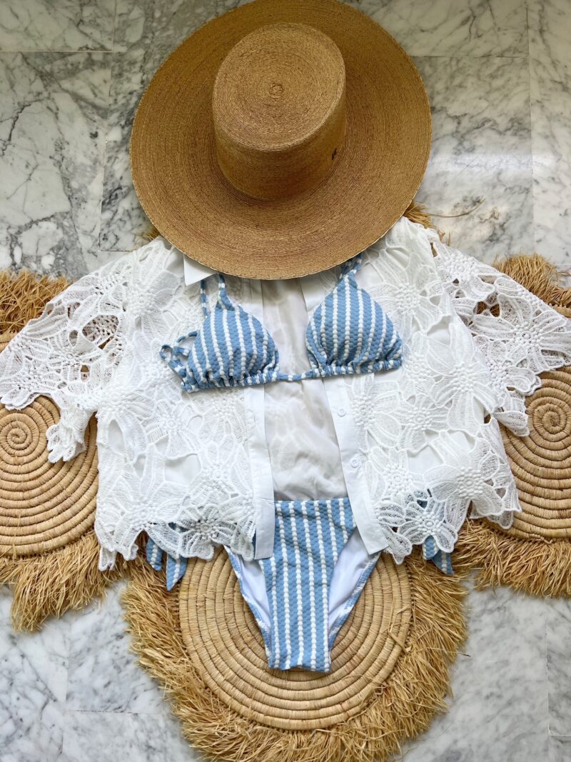 Bikini Monaco blanco celeste - Imagen 2