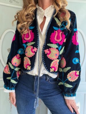 Chaqueta Valentina bordada azul